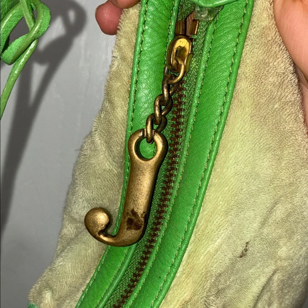 Y2K VINTAGE JUICY COUTURE Viva La Juicy Green VELOUR LEATHER Hobo Bag PURSE